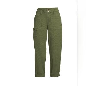 Time and Tru NEW Women’s High Rise Utility Crop Pants, Olive Green, Size 4 2060